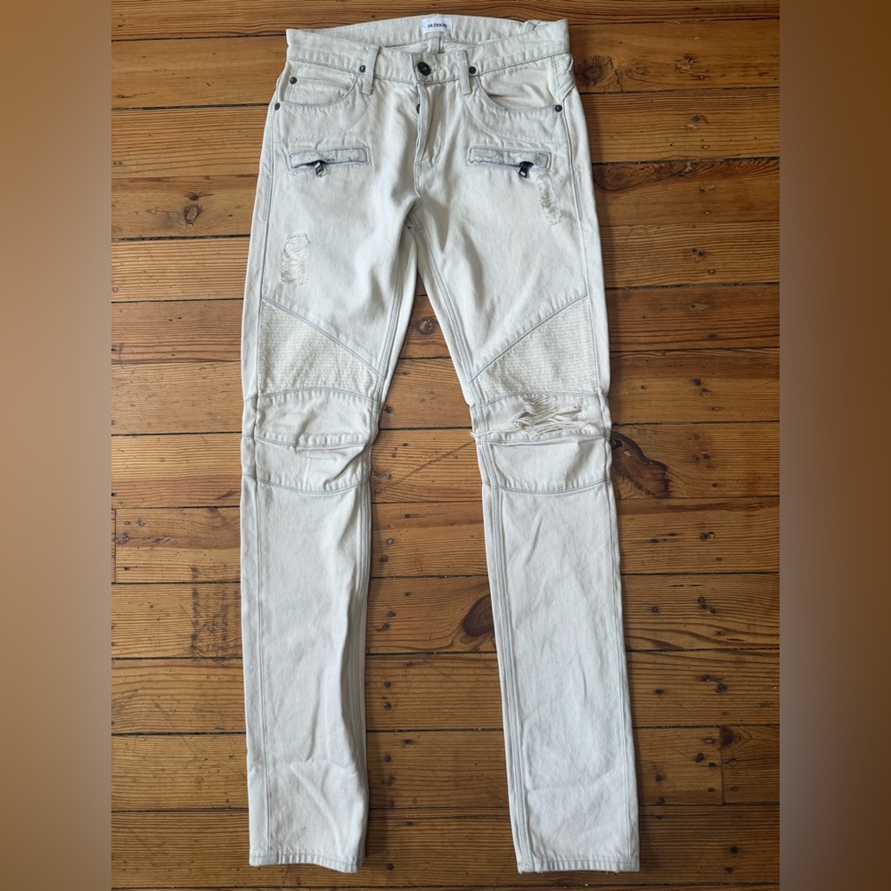 Hudson The Blinder Biker Moto Skinny Jeans White Size 29